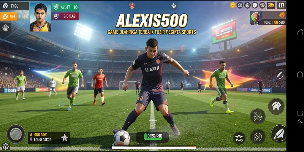 Tampilan gameplay seru dalam ALEXIS500 menambah keseruan bermain olahraga.