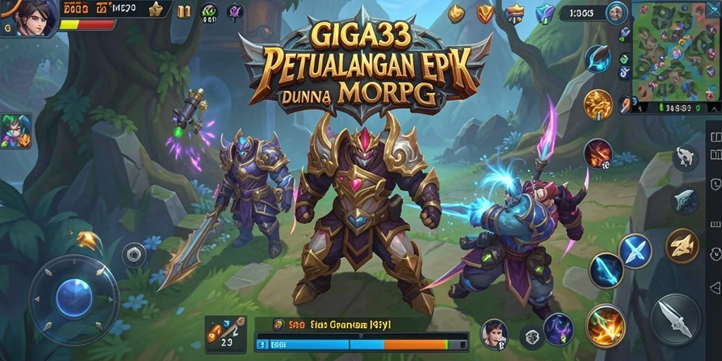 Tangkapan layar utama GIGA33 menampilkan pertempuran epik dalam gameplay MMORPG.