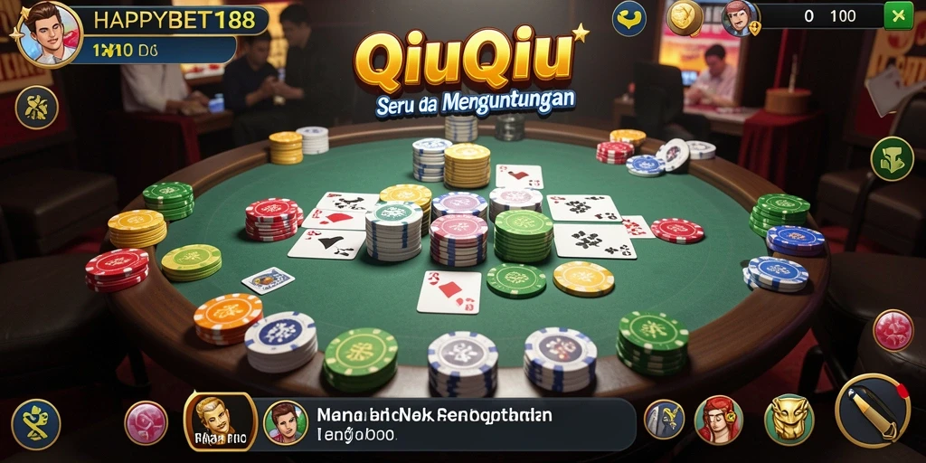 Screenshot menunjukkan permainan QiuQiu yang mendebarkan di HAPPYBET188.