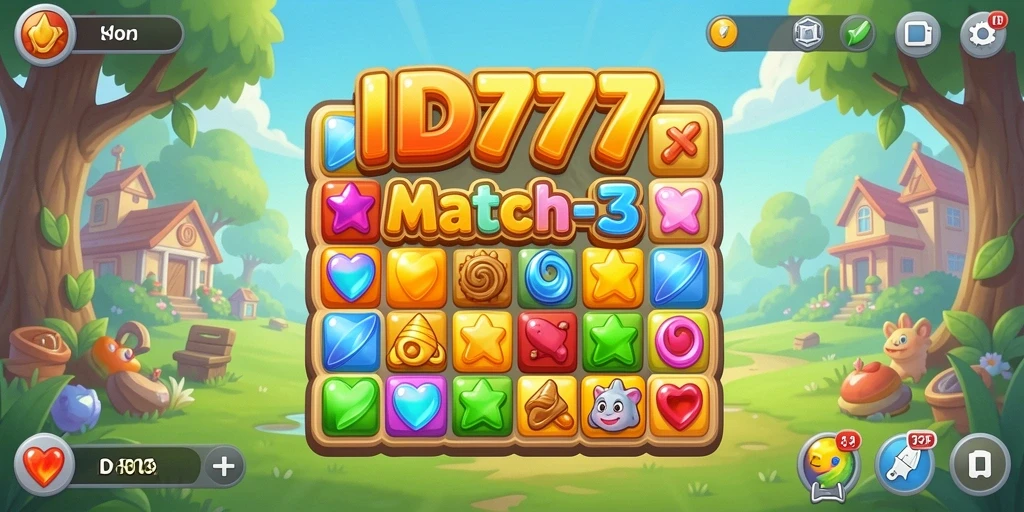 Tampilan gameplay seru ID777 dalam aksi Match-3.