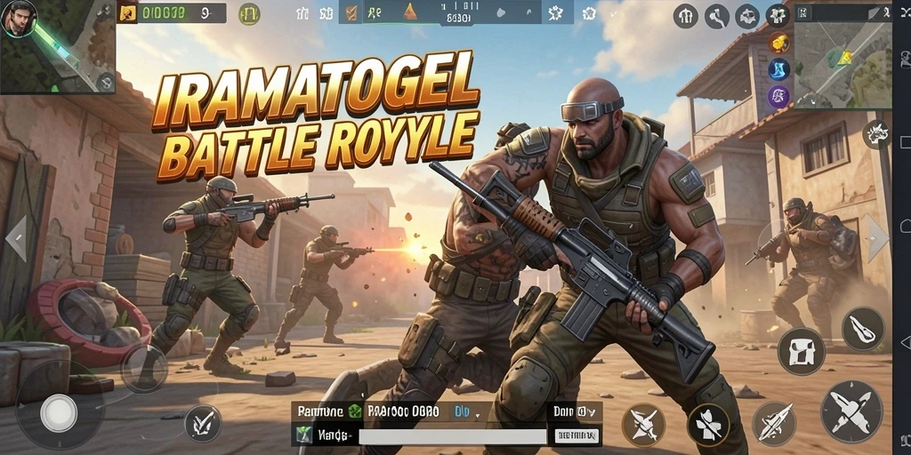Tampilan gameplay IRAMATOGEL yang mendebarkan di arena Battle Royale.