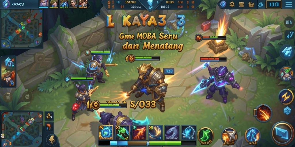 Screenshot KAYA33 yang menampilkan aksi seru dalam pertandingan MOBA.