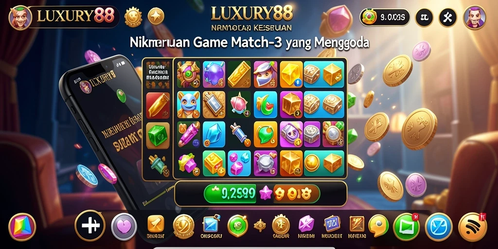 Tampilan gameplay LUXURY88 dengan permata berwarna-warni.