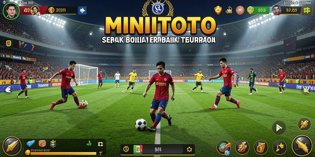Tampilan gameplay MINITOTO dengan aksi sepak bola yang mendebarkan.