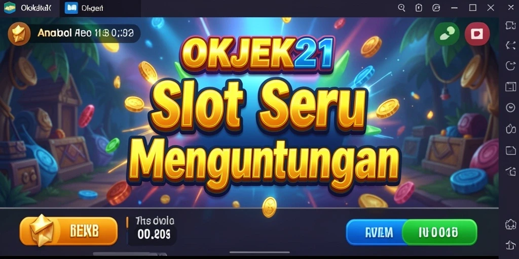 Screenshot gameplay OKJEK21 menampilkan gulungan slot yang penuh warna.