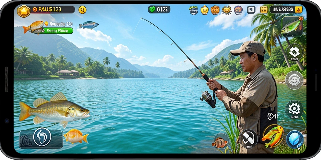 Tampilan gameplay PAUS123 yang menarik dan realistis dalam memancing.
