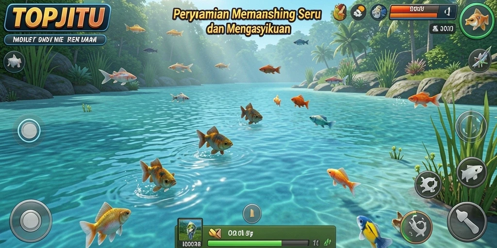 Gameplay TOPJITU menunjukkan pengguna menangkap ikan dengan teknik yang tepat.